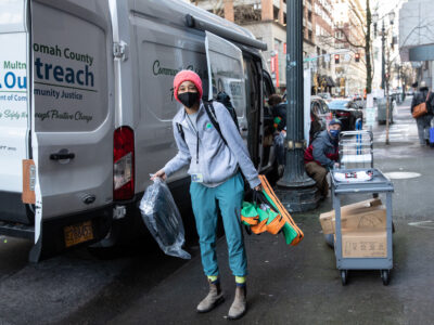 Person with supplies