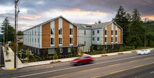 Image Description: Drone shot of the Cedar Commons Apartments.