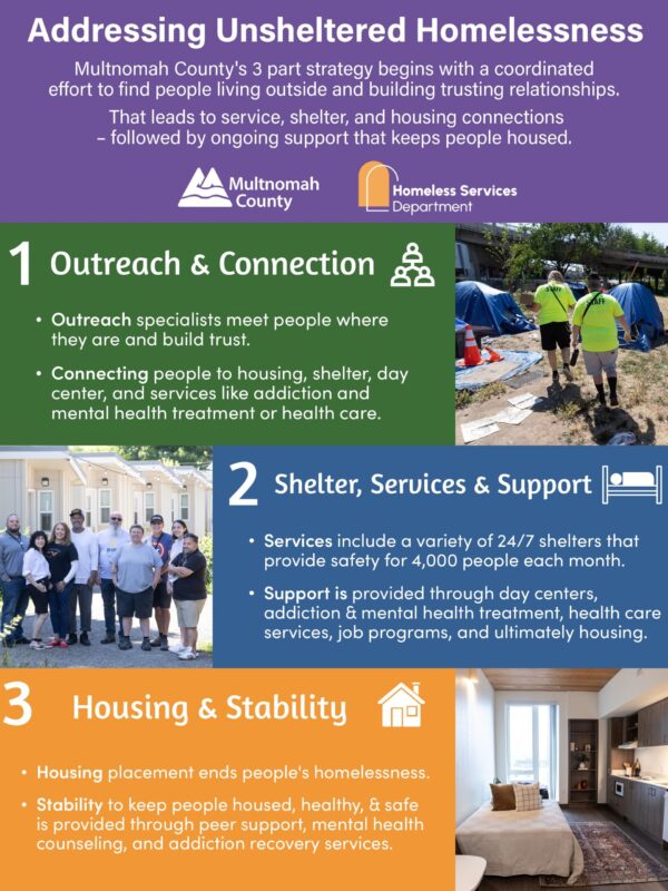 Infographic with overview of unsheltered strategy